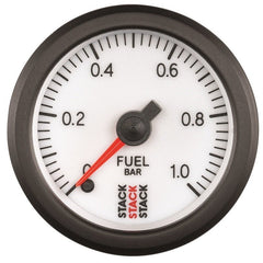 AutoMeter - Autometer Stack 52mm 0-1 Bar M10 Male Pro Stepper Motor Fuel Pressure Gauge - White - Demon Performance