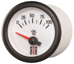 AutoMeter - Autometer Stack 52mm 0-100 PSI 1/8in NPTF Electric Oil Pressure Gauge - White - Demon Performance