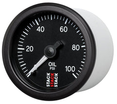 AutoMeter - Autometer Stack 52mm 0-100 PSI 1/8in NPTF (M) Mechanical Oil Pressure Gauge - Black - Demon Performance