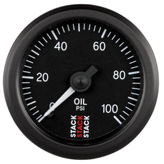 AutoMeter - Autometer Stack 52mm 0-100 PSI 1/8in NPTF (M) Mechanical Oil Pressure Gauge - Black - Demon Performance