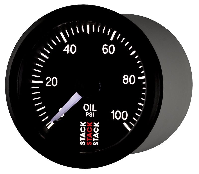 AutoMeter - Autometer Stack 52mm 0-100 PSI 1/8in NPTF (M) Mechanical Oil Pressure Gauge - Black - Demon Performance