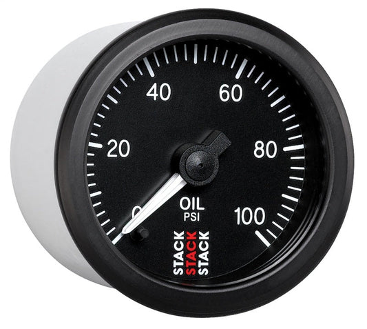 AutoMeter - Autometer Stack 52mm 0-100 PSI 1/8in NPTF Male Pro Stepper Motor Oil Pressure Gauge - Black - Demon Performance