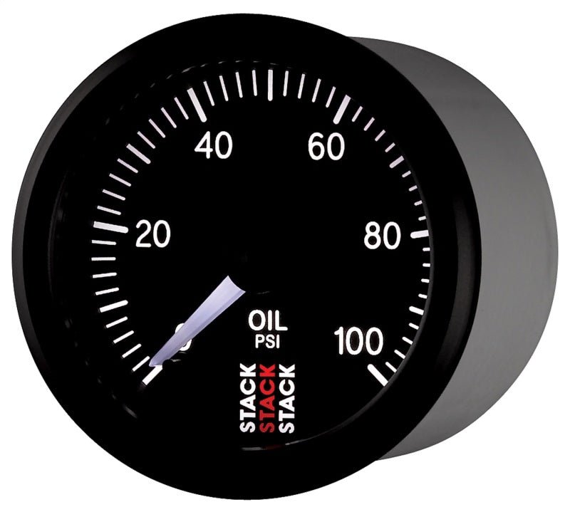 AutoMeter - Autometer Stack 52mm 0-100 PSI 1/8in NPTF Male Pro Stepper Motor Oil Pressure Gauge - Black - Demon Performance