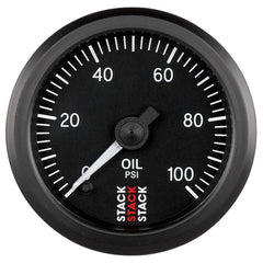 AutoMeter - Autometer Stack 52mm 0-100 PSI 1/8in NPTF Male Pro Stepper Motor Oil Pressure Gauge - Black - Demon Performance