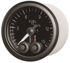 AutoMeter - Autometer Stack 52mm 0-15 PSI 1/8in NPTF Male Pro-Control Fuel Pressure Gauge - Black - Demon Performance