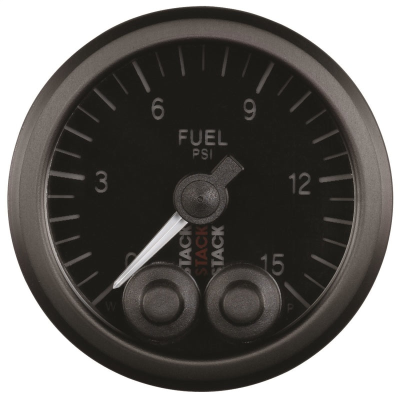 AutoMeter - Autometer Stack 52mm 0-15 PSI 1/8in NPTF Male Pro-Control Fuel Pressure Gauge - Black - Demon Performance