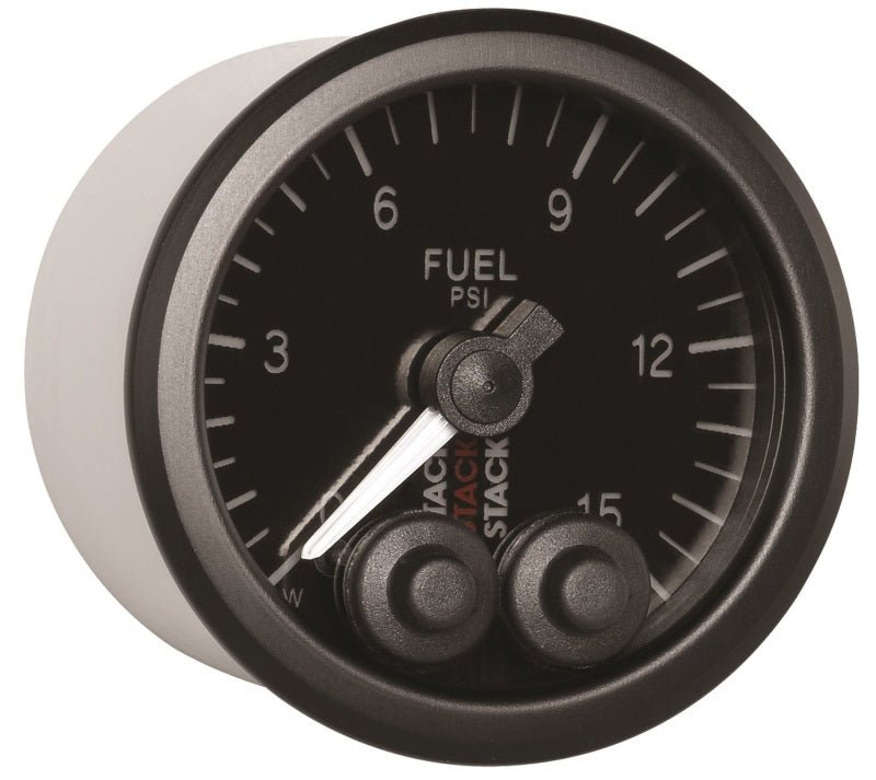 AutoMeter - Autometer Stack 52mm 0-15 PSI 1/8in NPTF Male Pro-Control Fuel Pressure Gauge - Black - Demon Performance