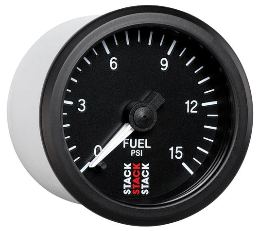 AutoMeter - Autometer Stack 52mm 0-15 PSI 1/8in NPTF Male Pro Stepper Motor Fuel Pressure Gauge - Black - Demon Performance