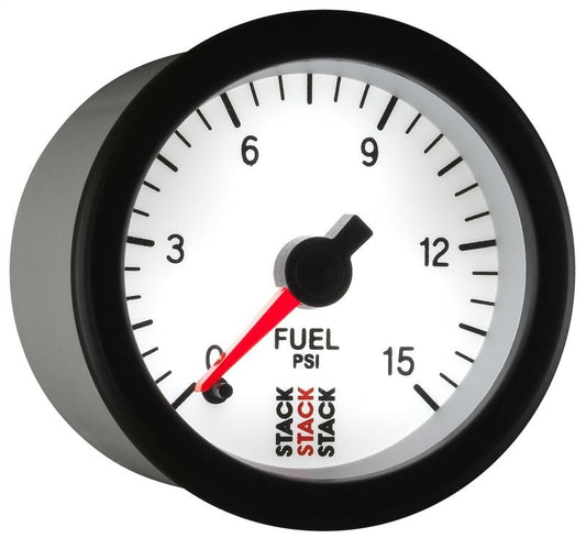 AutoMeter - Autometer Stack 52mm 0-15 PSI 1/8in NPTF Male Pro Stepper Motor Fuel Pressure Gauge - White - Demon Performance