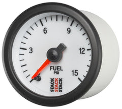 AutoMeter - Autometer Stack 52mm 0-15 PSI 1/8in NPTF Male Pro Stepper Motor Fuel Pressure Gauge - White - Demon Performance