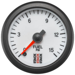 AutoMeter - Autometer Stack 52mm 0-15 PSI 1/8in NPTF Male Pro Stepper Motor Fuel Pressure Gauge - White - Demon Performance