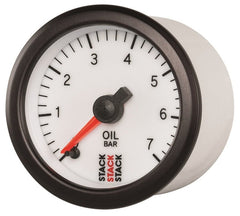 AutoMeter - Autometer Stack 52mm 0-7 Bar M10 Male Pro Stepper Motor Oil Pressure Gauge - White - Demon Performance