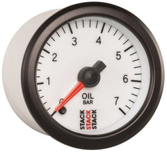 AutoMeter - Autometer Stack 52mm 0-7 Bar M10 Male Pro Stepper Motor Oil Pressure Gauge - White - Demon Performance