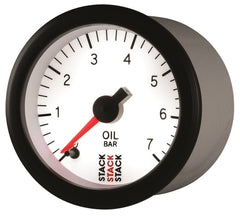 AutoMeter - Autometer Stack 52mm 0-7 Bar M10 Male Pro Stepper Motor Oil Pressure Gauge - White - Demon Performance