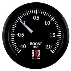 AutoMeter - Autometer Stack 52mm -1 to +2 Bar (Incl T-Fitting) Pro Stepper Motor Boost Pressure Gauge - Black - Demon Performance