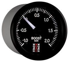 AutoMeter - Autometer Stack 52mm -1 to +2 Bar (Incl T-Fitting) Pro Stepper Motor Boost Pressure Gauge - Black - Demon Performance