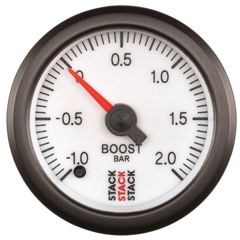 AutoMeter - Autometer Stack 52mm -1 to +2 Bar (Incl T-Fitting) Pro Stepper Motor Boost Pressure Gauge - White - Demon Performance