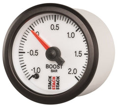 AutoMeter - Autometer Stack 52mm -1 to +2 Bar (Incl T-Fitting) Pro Stepper Motor Boost Pressure Gauge - White - Demon Performance