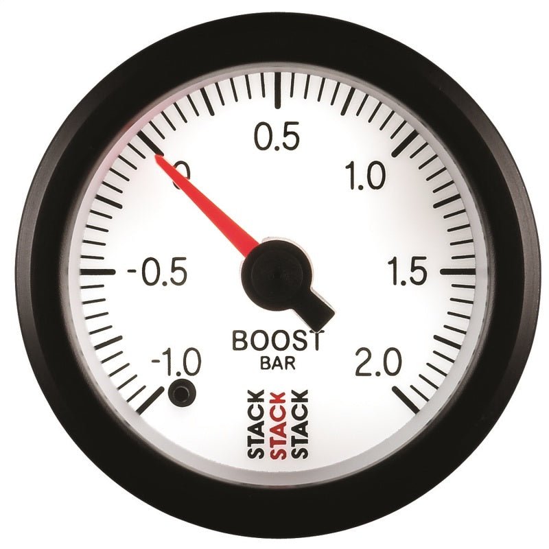 AutoMeter - Autometer Stack 52mm -1 to +2 Bar (Incl T-Fitting) Pro Stepper Motor Boost Pressure Gauge - White - Demon Performance