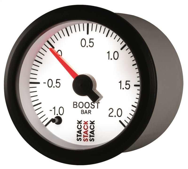 AutoMeter - Autometer Stack 52mm -1 to +2 Bar (Incl T-Fitting) Pro Stepper Motor Boost Pressure Gauge - White - Demon Performance