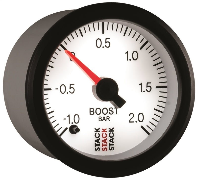 AutoMeter - Autometer Stack 52mm -1 to +2 Bar (Incl T-Fitting) Pro Stepper Motor Boost Pressure Gauge - White - Demon Performance