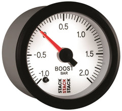 AutoMeter - Autometer Stack 52mm -1 to +2 Bar (Incl T-Fitting) Pro Stepper Motor Boost Pressure Gauge - White - Demon Performance