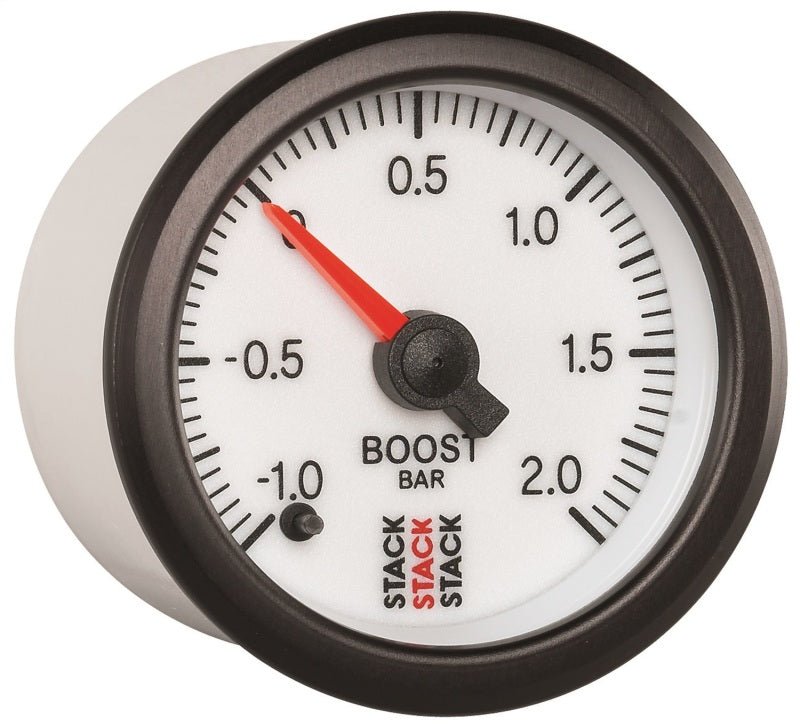 AutoMeter - Autometer Stack 52mm -1 to +2 Bar (Incl T-Fitting) Pro Stepper Motor Boost Pressure Gauge - White - Demon Performance