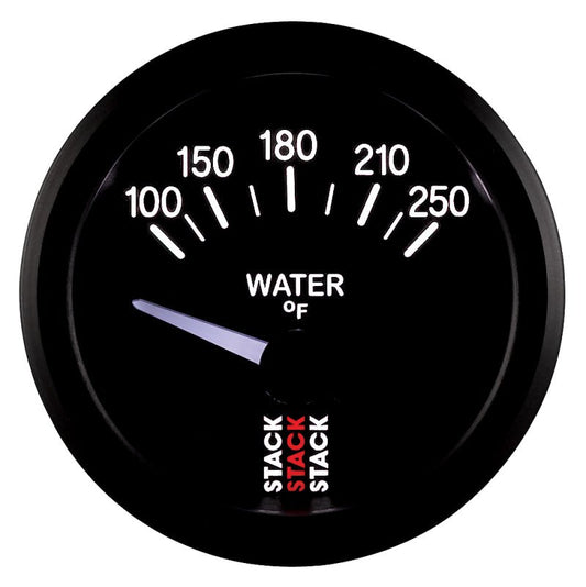 AutoMeter - Autometer Stack 52mm 100-250 Deg F 1/8in NPTF Electric Water Temp Gauge - Black - Demon Performance