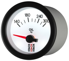 AutoMeter - Autometer Stack 52mm 140-300 Deg F 1/8in NPTF Electric Oil Temp Gauge - White - Demon Performance