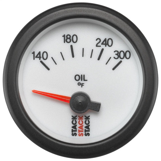 AutoMeter - Autometer Stack 52mm 140-300 Deg F 1/8in NPTF Electric Oil Temp Gauge - White - Demon Performance