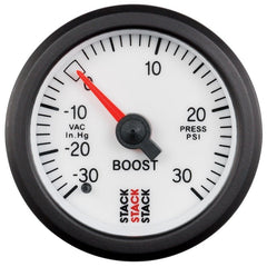 AutoMeter - Autometer Stack 52mm -30INHG to +30 PSI (Incl T-Fitting) Mechanical Boost Pressure Gauge - White - Demon Performance