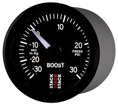 AutoMeter - Autometer Stack 52mm -30INHG to +30 PSI (Incl T-Fitting) Pro Stepper Motor Boost Press Gauge - Black - Demon Performance