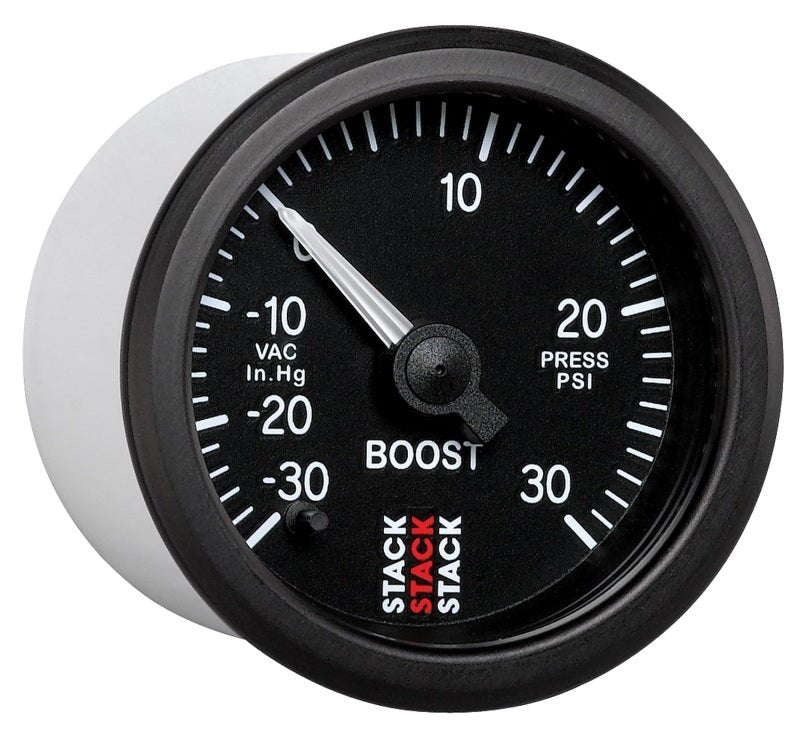 AutoMeter - Autometer Stack 52mm -30INHG to +30 PSI (Incl T-Fitting) Pro Stepper Motor Boost Press Gauge - Black - Demon Performance