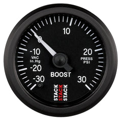 AutoMeter - Autometer Stack 52mm -30INHG to +30 PSI (Incl T-Fitting) Pro Stepper Motor Boost Press Gauge - Black - Demon Performance