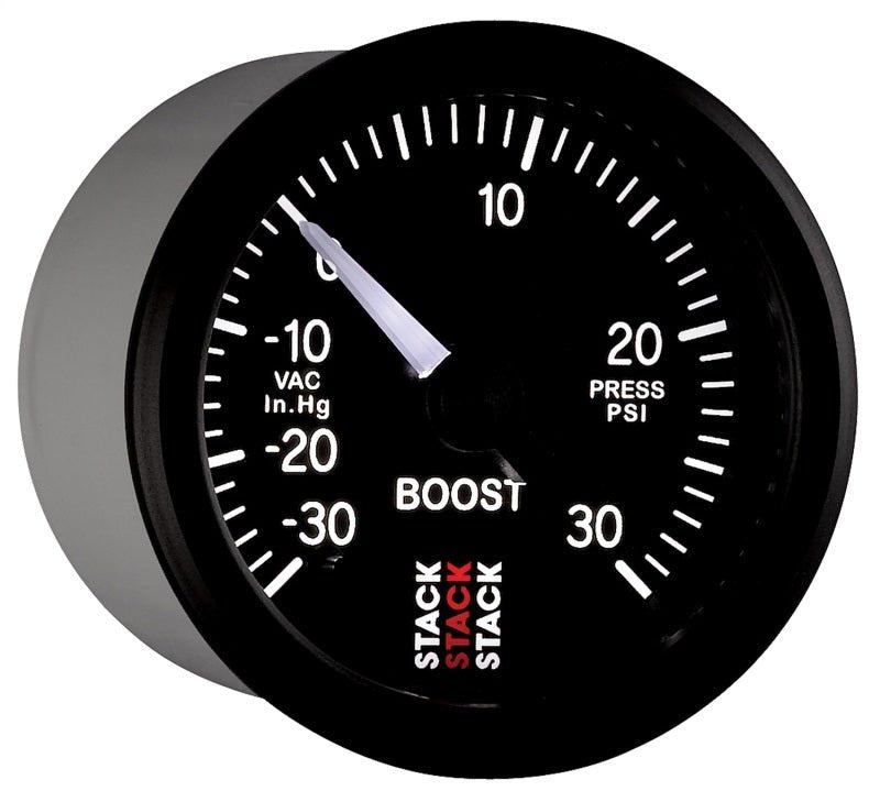 AutoMeter - Autometer Stack 52mm -30INHG to +30 PSI (Incl T-Fitting) Pro Stepper Motor Boost Press Gauge - Black - Demon Performance