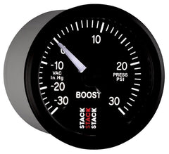 AutoMeter - Autometer Stack 52mm -30INHG to +30 PSI (Incl T-Fitting) Pro Stepper Motor Boost Press Gauge - Black - Demon Performance