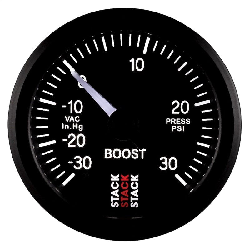 AutoMeter - Autometer Stack 52mm -30INHG to +30 PSI (Incl T-Fitting) Pro Stepper Motor Boost Press Gauge - Black - Demon Performance