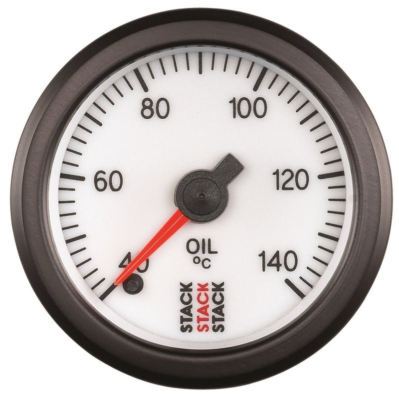 AutoMeter - Autometer Stack 52mm 40-140 Deg C 1/8in NPTF Male Pro Stepper Motor Oil Temp Gauge - White - Demon Performance