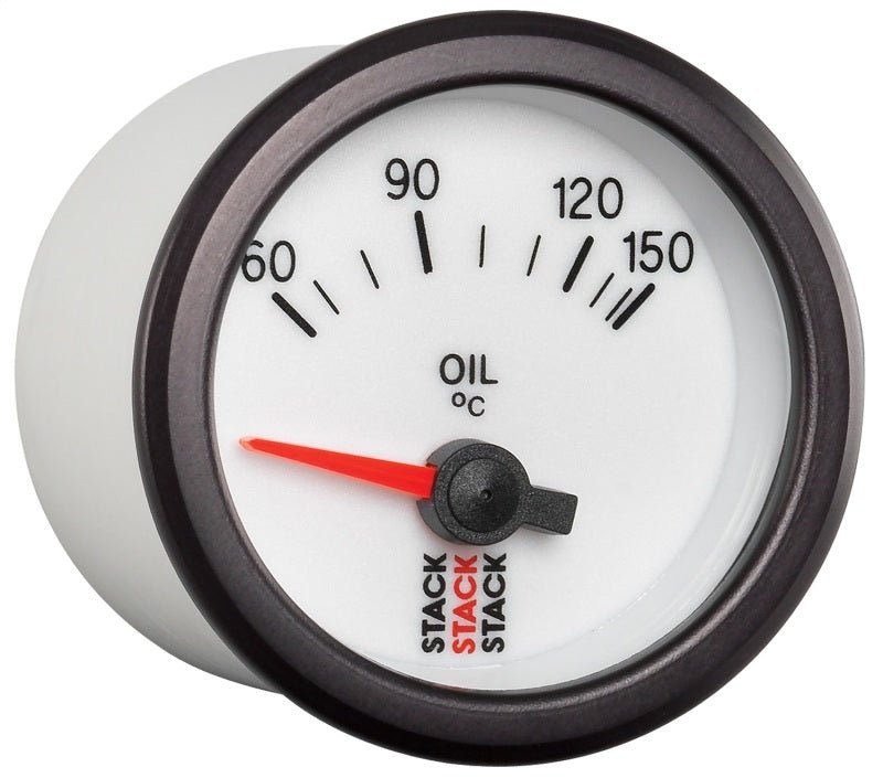 AutoMeter - Autometer Stack 52mm 60-150 Deg C M10 Male Electric Oil Temp Gauge - White - Demon Performance