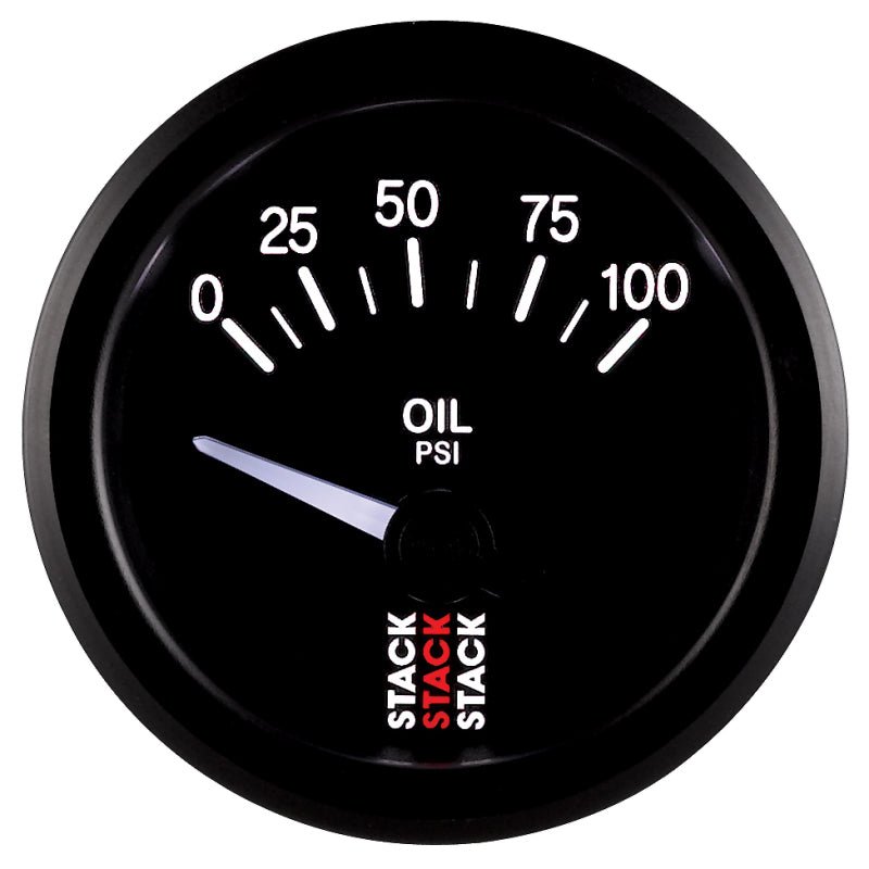 AutoMeter - Autometer Stack Instruments 52mm 0-100 PSI 1/8in NPTF Electronic Oil Pressure Gauge - Black - Demon Performance