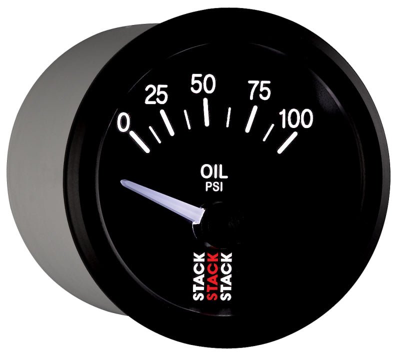 AutoMeter - Autometer Stack Instruments 52mm 0-100 PSI 1/8in NPTF Electronic Oil Pressure Gauge - Black - Demon Performance