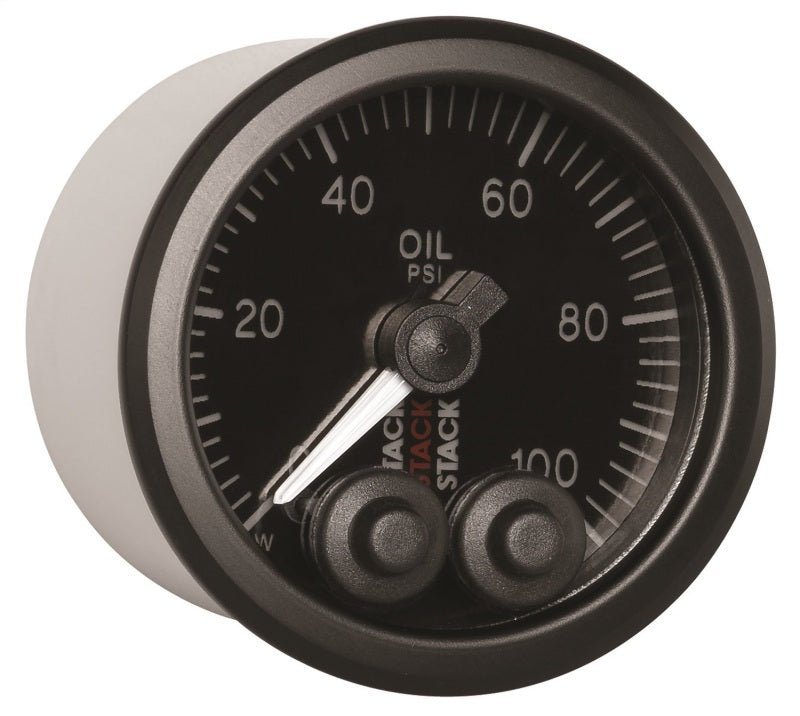 AutoMeter - Autometer Stack Instruments Pro Control 52mm 0-100 PSI Oil Pressure Gauge - Black (1/8in NPTF Male) - Demon Performance