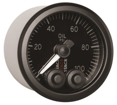 AutoMeter - Autometer Stack Instruments Pro Control 52mm 0-100 PSI Oil Pressure Gauge - Black (1/8in NPTF Male) - Demon Performance