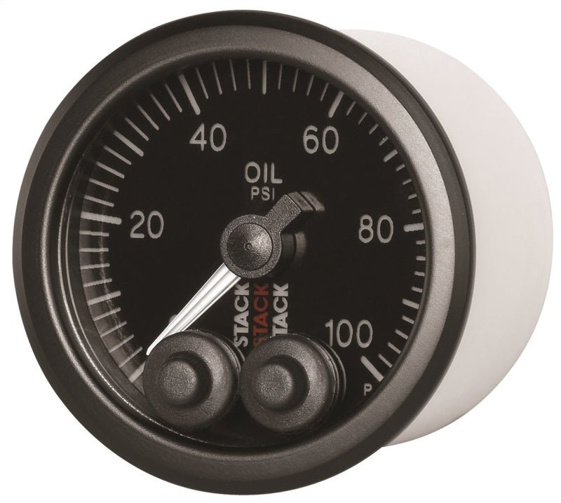 AutoMeter - Autometer Stack Instruments Pro Control 52mm 0-100 PSI Oil Pressure Gauge - Black (1/8in NPTF Male) - Demon Performance