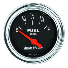 AutoMeter - Autometer Traditional Chrome 2-1/16in 0 Ohm - 30 Ohm Full Electrical Fuel Level Gauge - Demon Performance