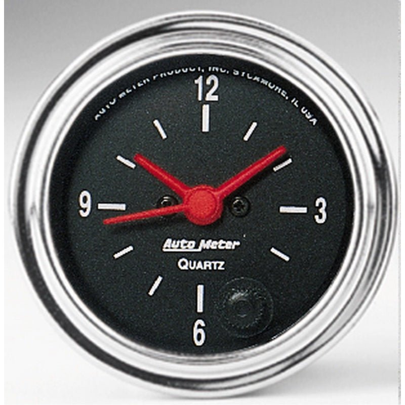 AutoMeter - Autometer Traditional Chrome 2-1/16in 12HR Analog Clock Gauge - Demon Performance