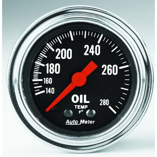 AutoMeter - Autometer Traditional Chrome 2-1/16in 140-280 Deg F Mechanical Oil Temp Gauge - Demon Performance