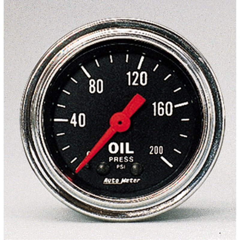 AutoMeter - Autometer Traditional Chrome 2-1/16in 200 PSI Mechanical Oil Pressure Gauge - Demon Performance