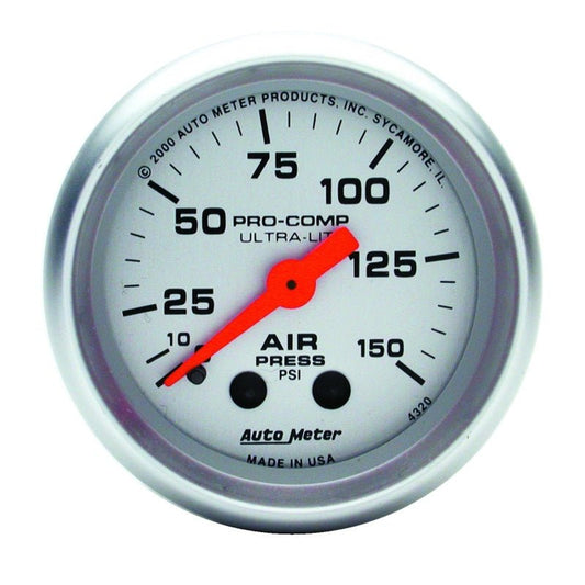 AutoMeter - Autometer Ultra-Lite 2-1/16in 0-150 PSI Mechanical Air Pressure Gauge - Demon Performance