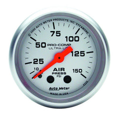 AutoMeter - Autometer Ultra-Lite 2-1/16in 0-150 PSI Mechanical Air Pressure Gauge - Demon Performance